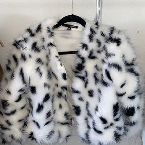 Dalmatian print faux fur jacket